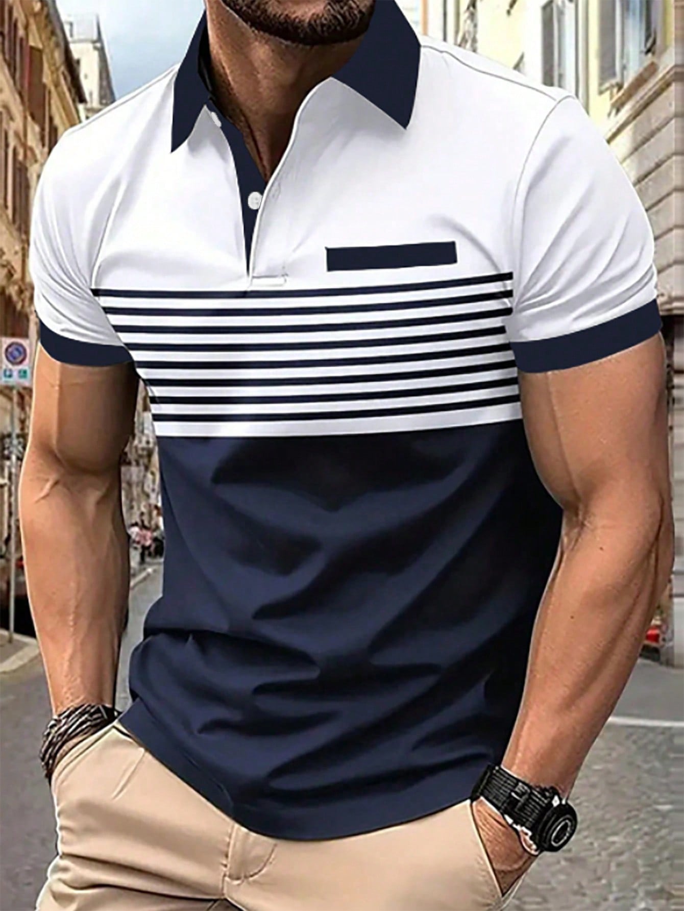 Мужская рубашка-поло контрастного цвета Manfinity Homme, белый рубашка поло для мальчика в полоску 80434 мош20 36 140