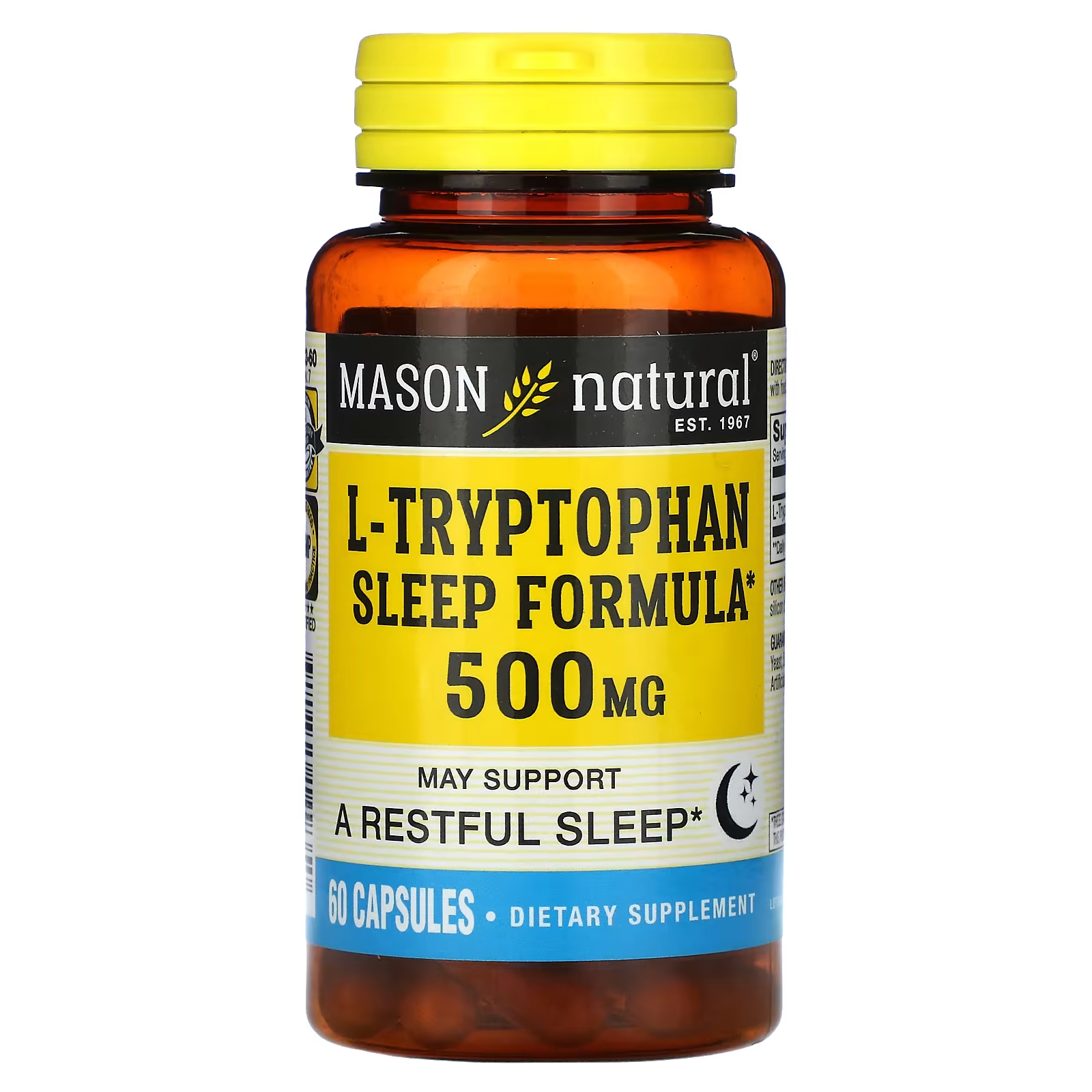 Формула Mason Natural для сна с L-триптофаном, 500 мг, 60 капсул enzymatic therapy remifemin добавка для спокойного сна 21 таблетка