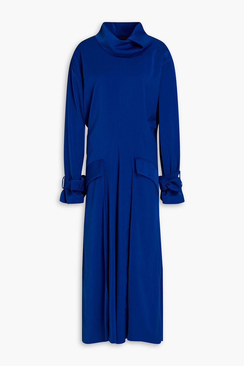 Плиссированное атласное платье миди KENZO, синий