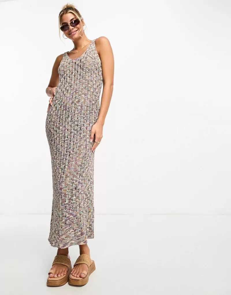 

Платье макси фиолетового меланжа Pull&Bear