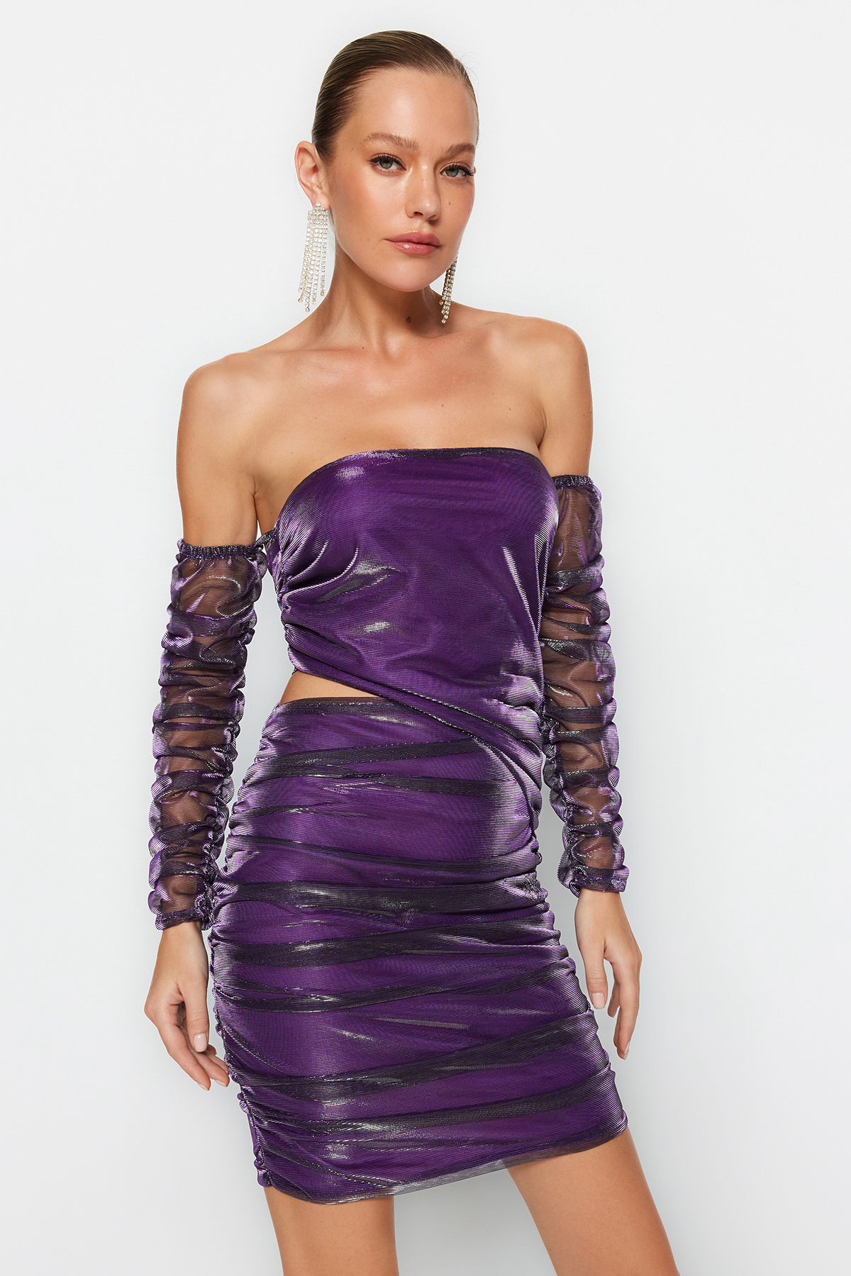 Платье Trendyol вечернее элегантное, фиолетовый платье feelz вечернее прилегающее мини размер s фиолетовый