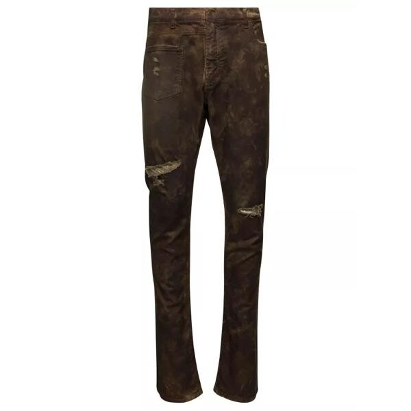 

Джинсы fitted jeans with ripped details in cotton d Dolce&Gabbana, коричневый