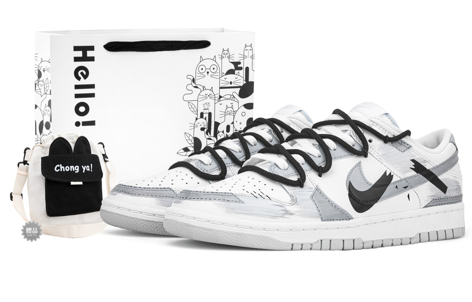 

Кроссовки Nike Skateboarding Shoes Unisex Low-top Black/white/gray, серый