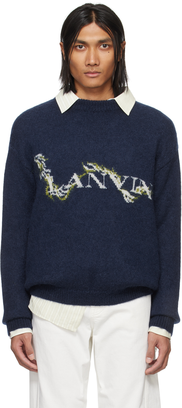 Темно-синий свитер из мохера Lanvin