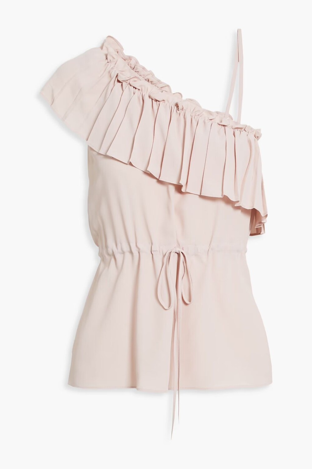 

Асимметричный топ из крепа с рюшами Redvalentino, цвет Blush