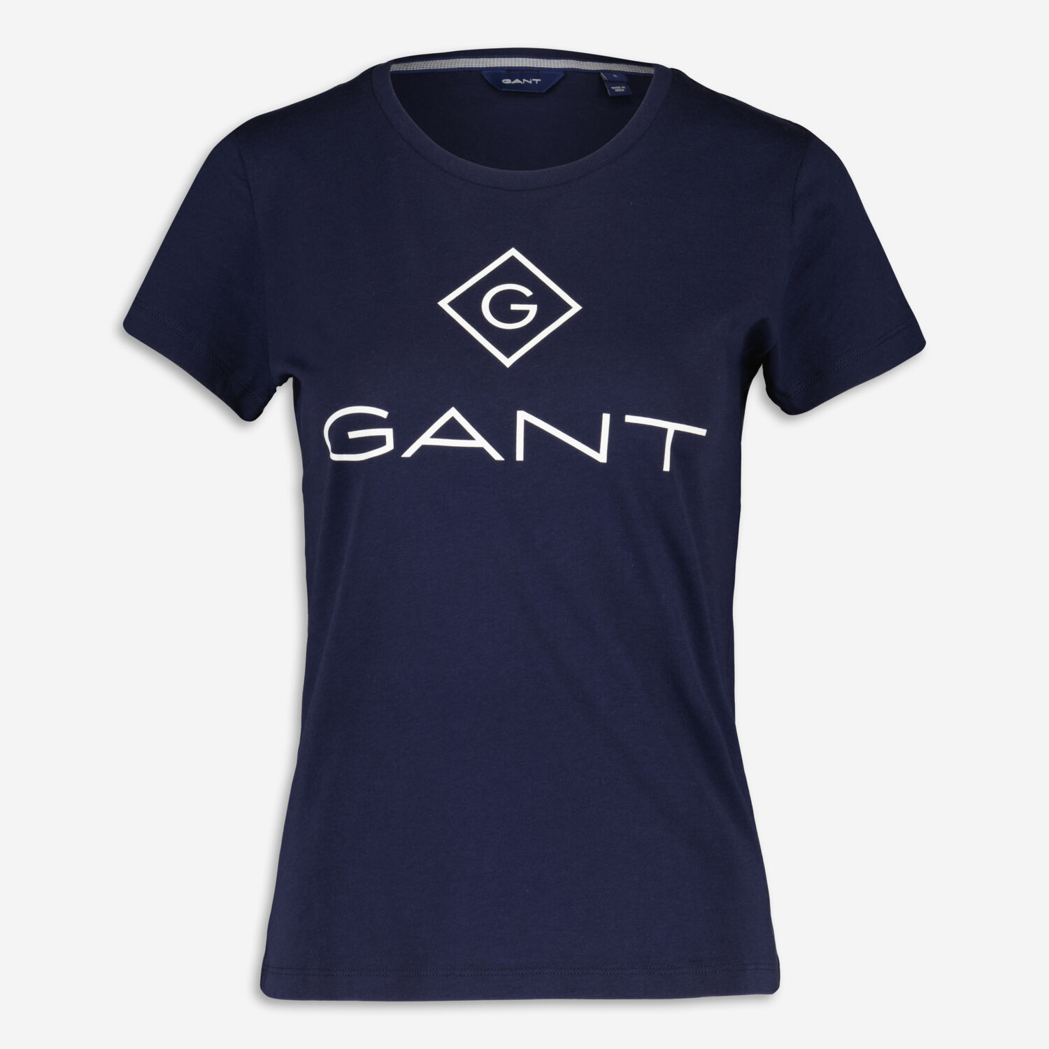 Темно-синяя футболка с белым логотипом Gant