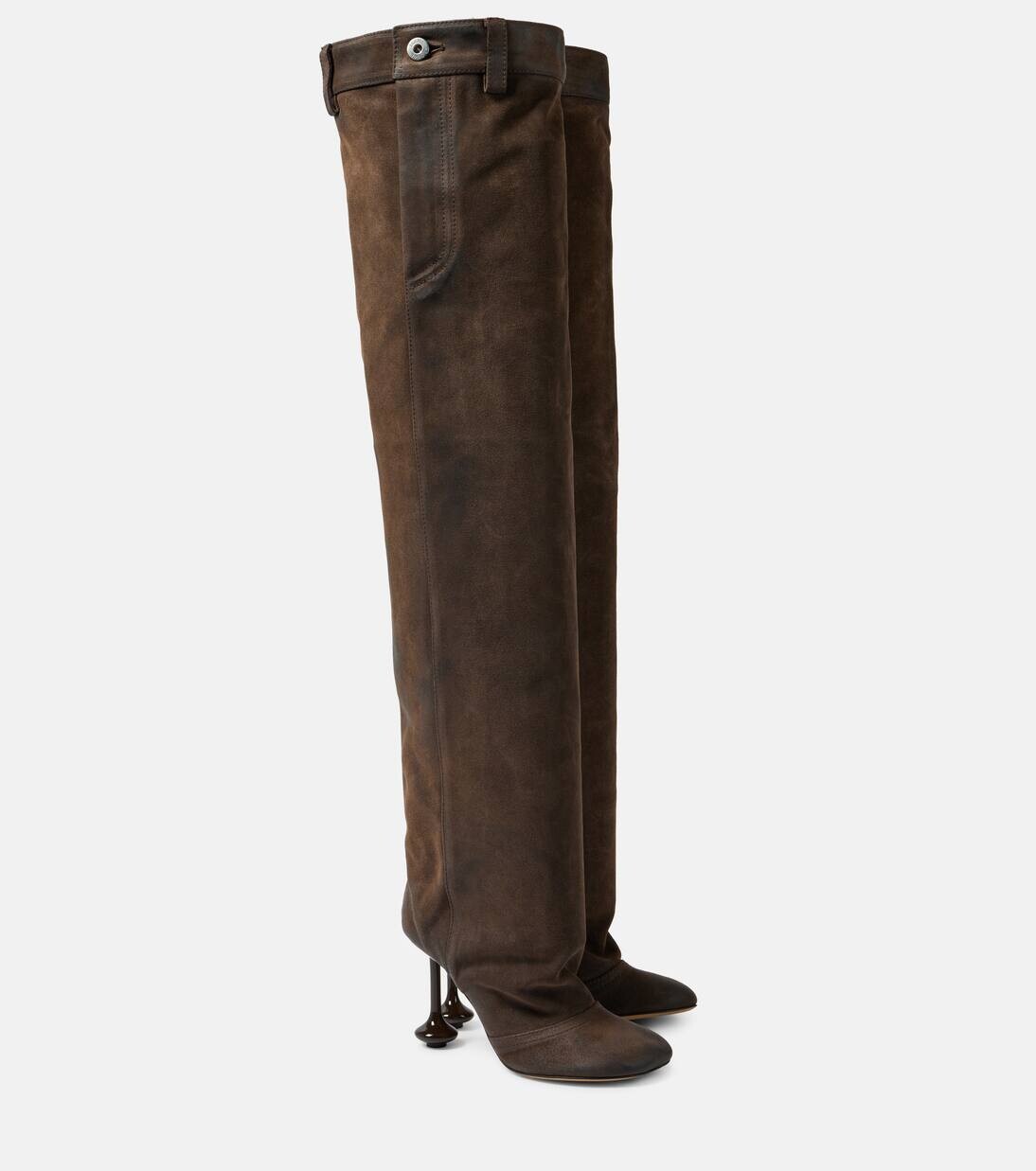 

Сапоги выше колена из кожи Toy Panta Loewe, цвет taupe