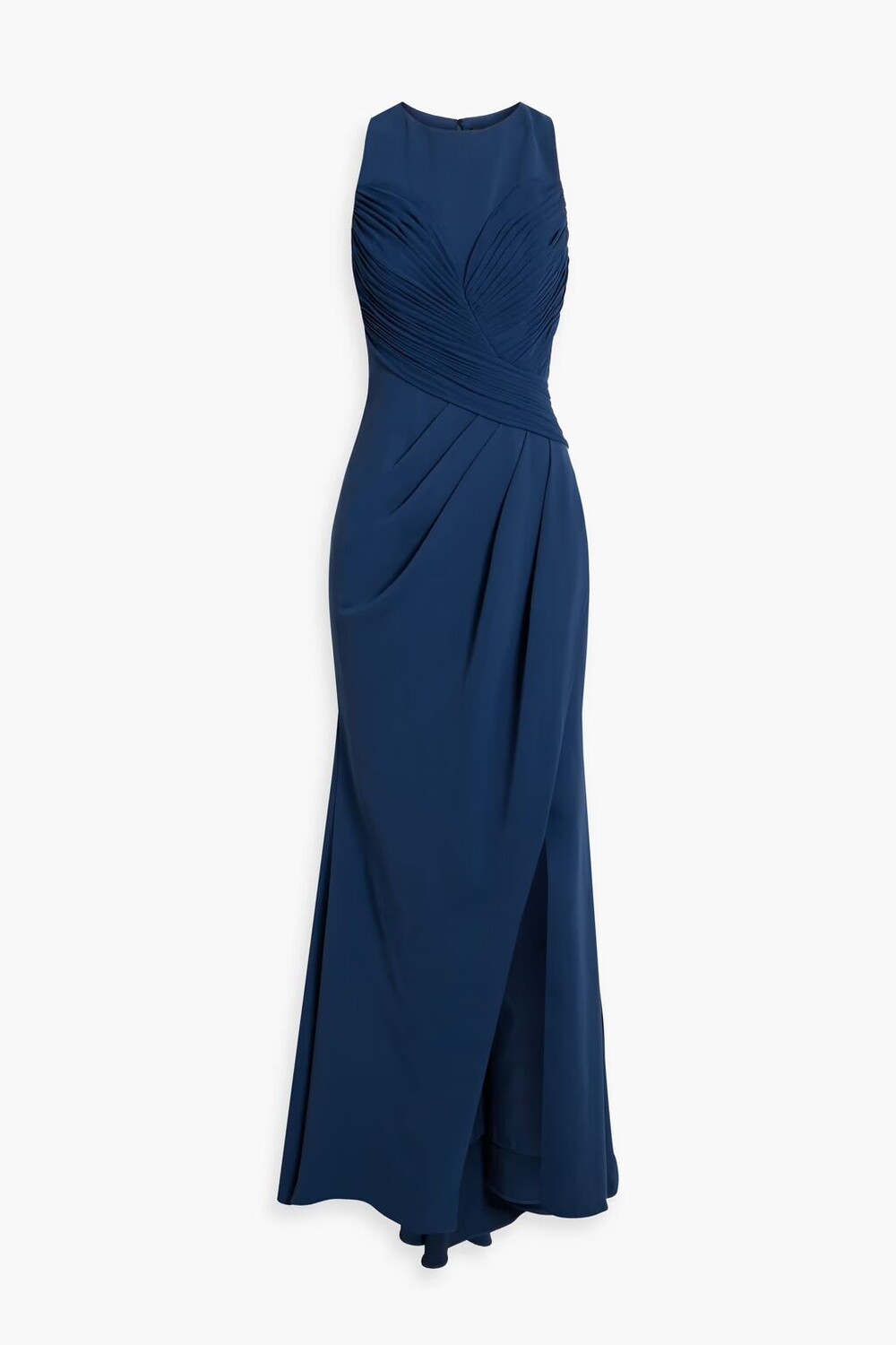 

Плиссированное платье из крепа Badgley Mischka, индиго