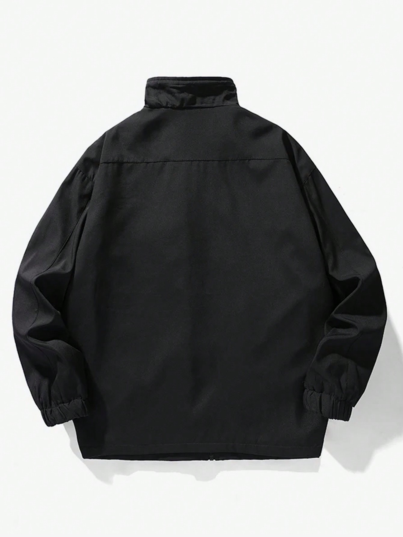 Мужская весенне-осенняя повседневная свободная куртка с воротником-стойкой контрастного цвета, черный