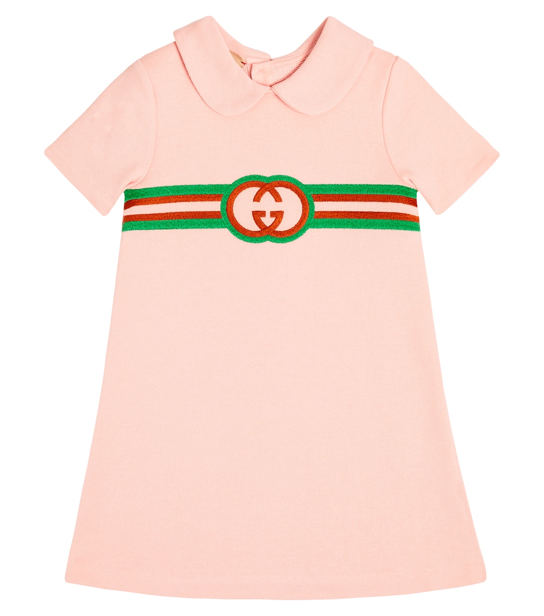 Детское хлопковое платье с переплетением g Gucci Kids, розовый узкий кожаный ремень с переплетением g gucci розовый