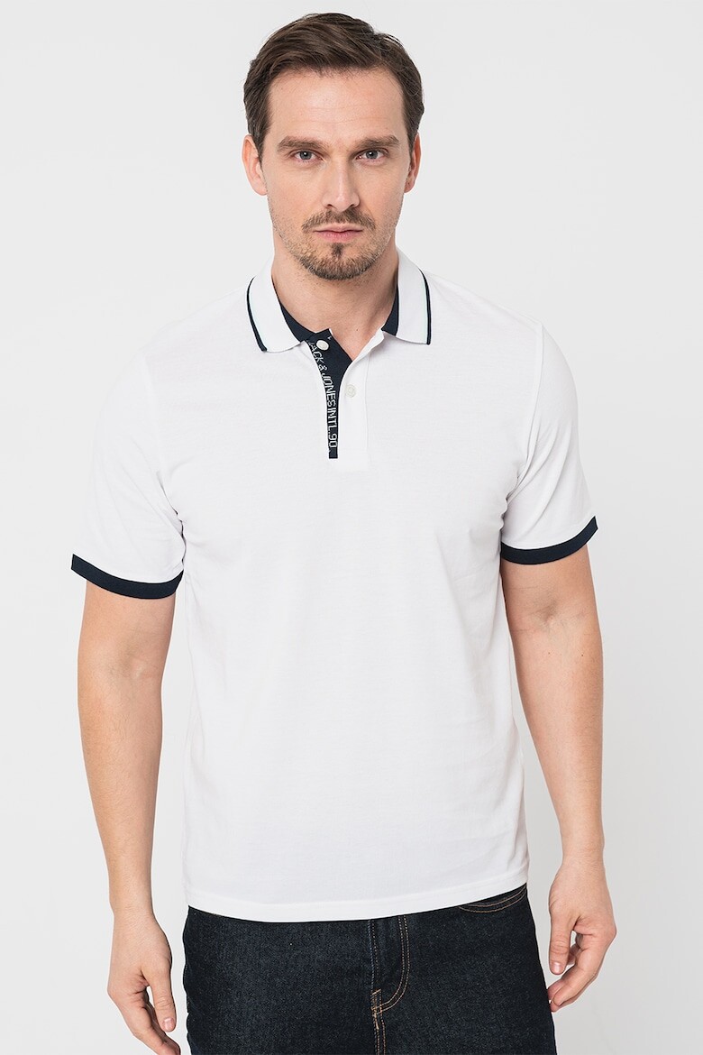 

Хлопковая футболка со стальным воротником Jack & Jones, белый