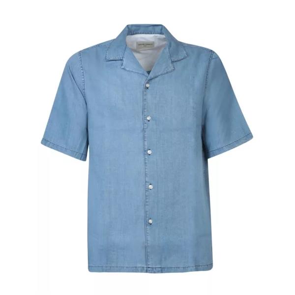 Футболка cotton shirt Officine Generale, синий футболка dark eren shirt officine generale серый