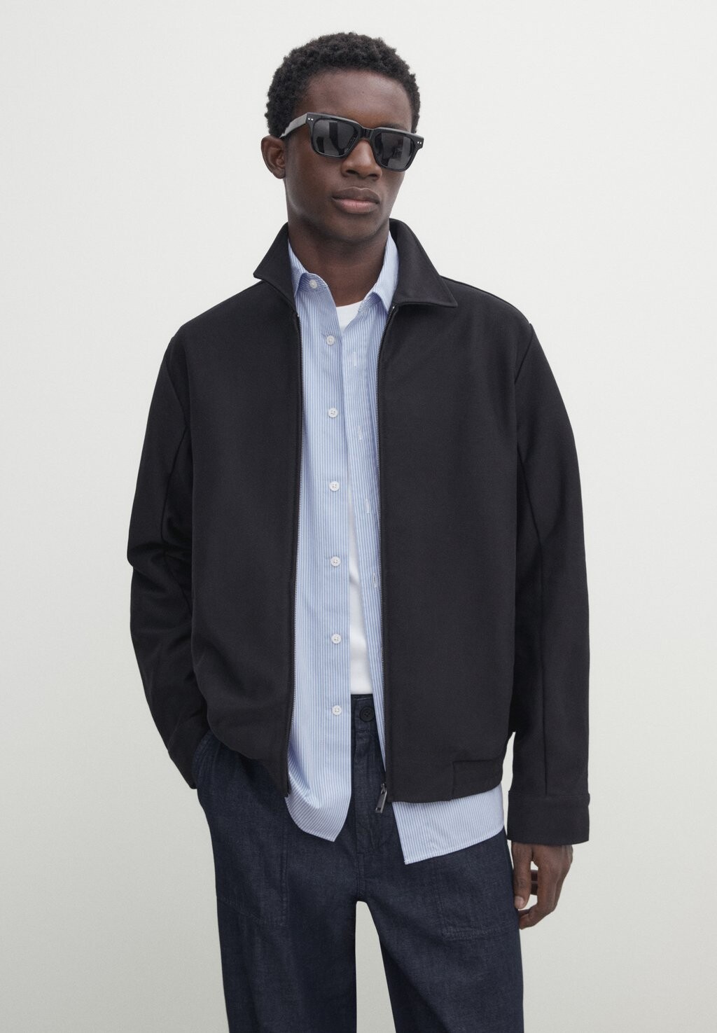 

Куртка-бомбер Massimo Dutti, цвет mottled dark blue