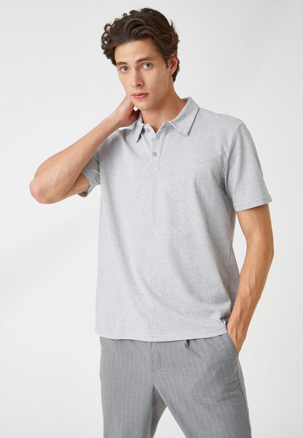 

Рубашка-поло BASIC NECK BUTTONED SHORT SLEEVE Koton, цвет grey