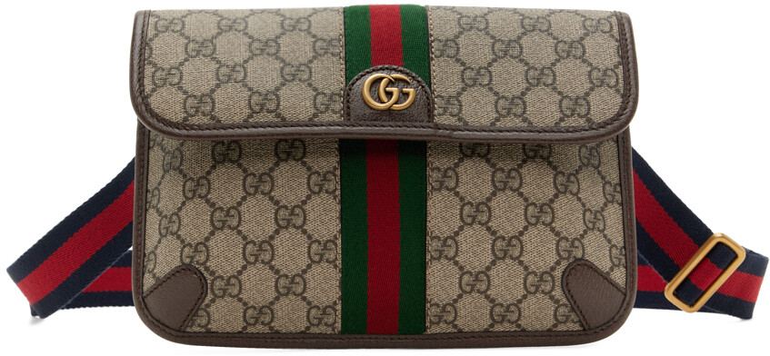 

Коричневая маленькая поясная сумка Ophidia GG Gucci