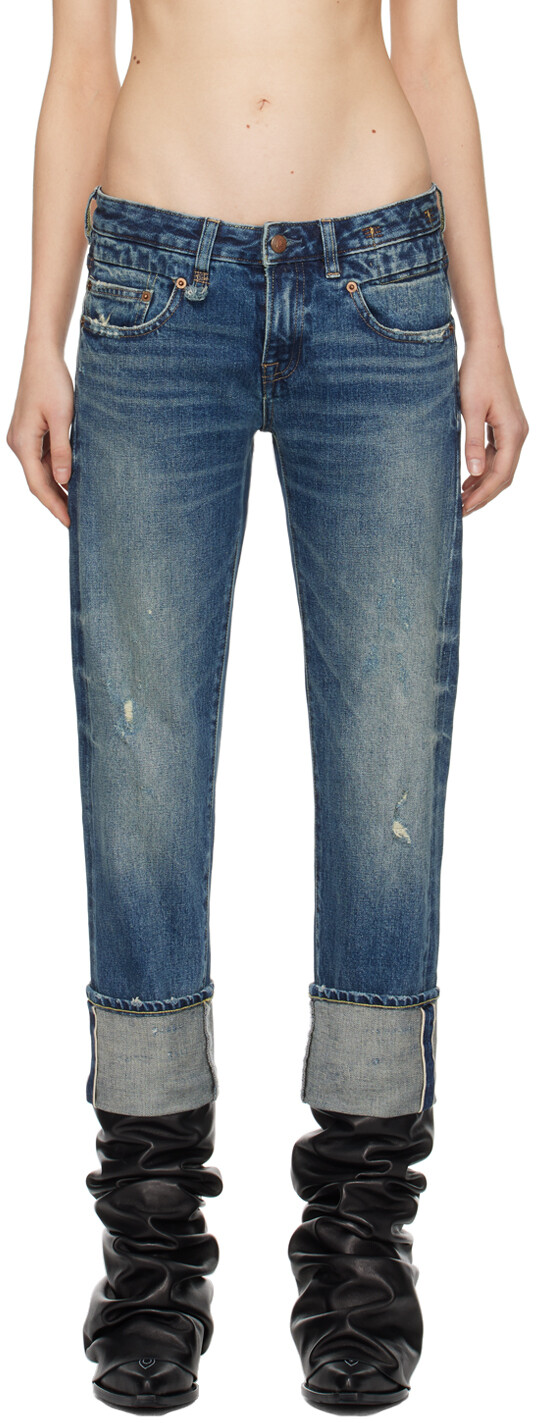 

Синие прямые джинсы для мальчиков R13, цвет Devlin blue selvedge