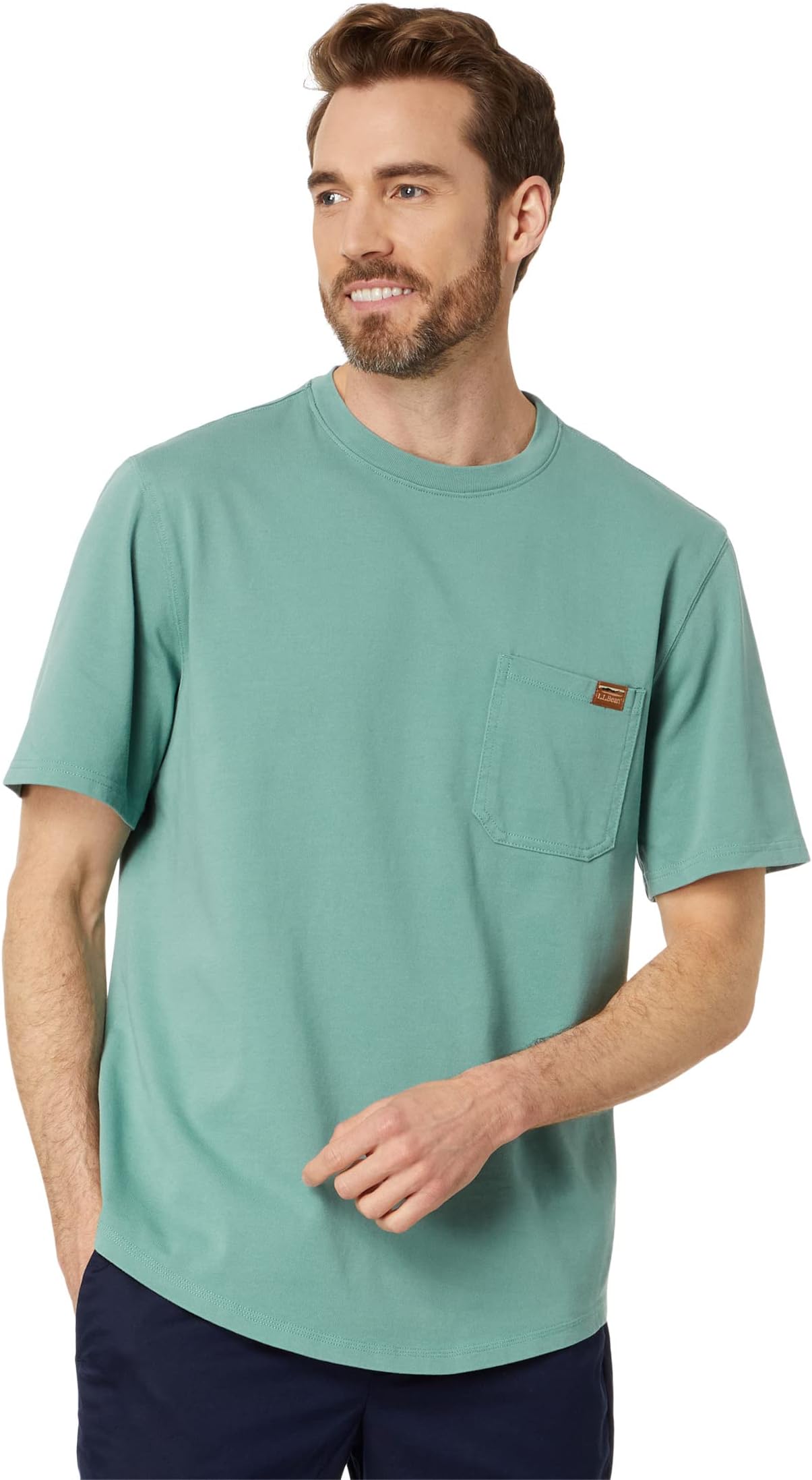 Хлопковая футболка с короткими рукавами и карманами BeanBuilt L.L.Bean, цвет Sea Pine