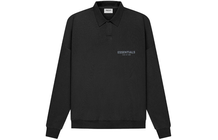 

Fear of God Essentials SS21 Ls Французская махровая рубашка-поло Стретч-лимузин, черный