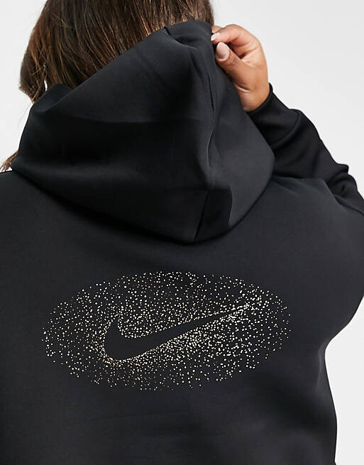 

Черная худи с блестящим графическим рисунком Nike Training Plus