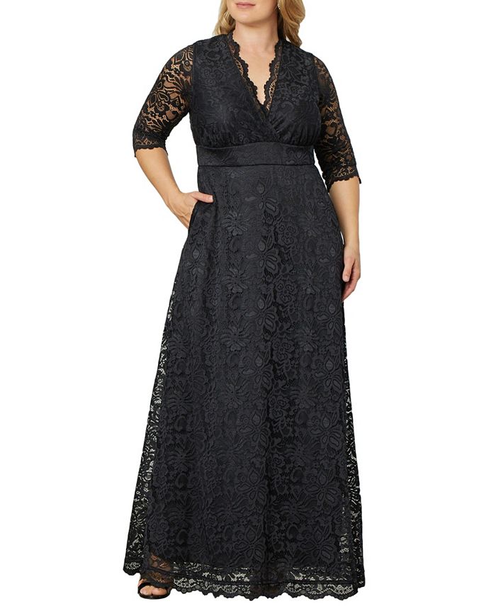 Женское кружевное вечернее платье больших размеров Maria Kiyonna, черный 2022 длинное вечернее платье с бусинами кружевное соблазнительное платье русалка на одно плечо вечернее платье для выпускного вечера саудо