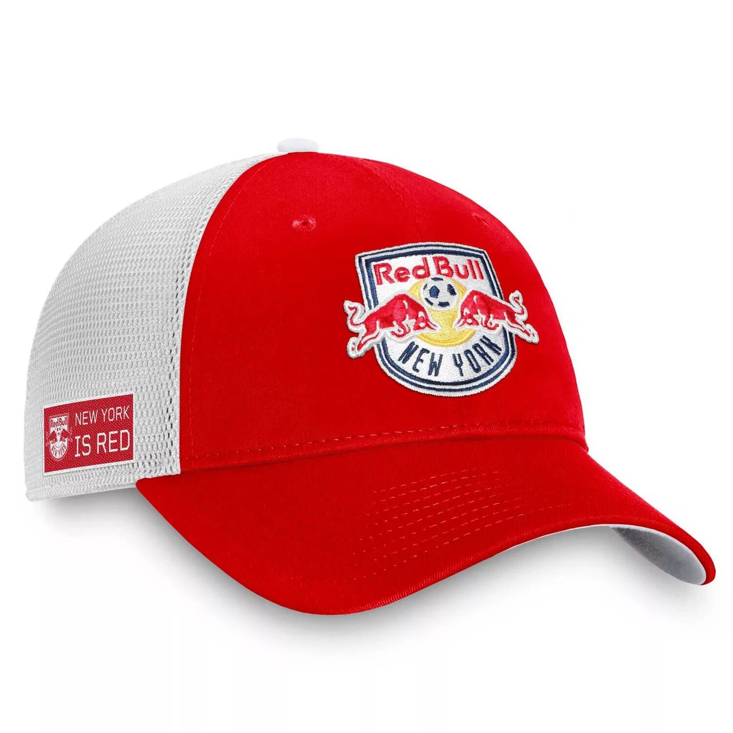 

Мужская фирменная красно-белая кепка Fanatics New York Red Bulls Iconic Trucker Snapback