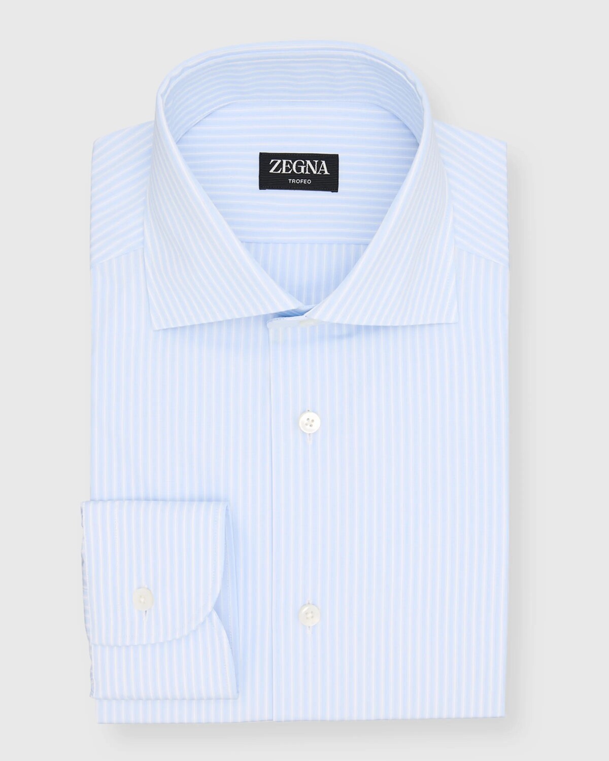 

Мужская классическая рубашка в хлопковую полоску Trofeo ZEGNA, цвет Bright Blue Stripe