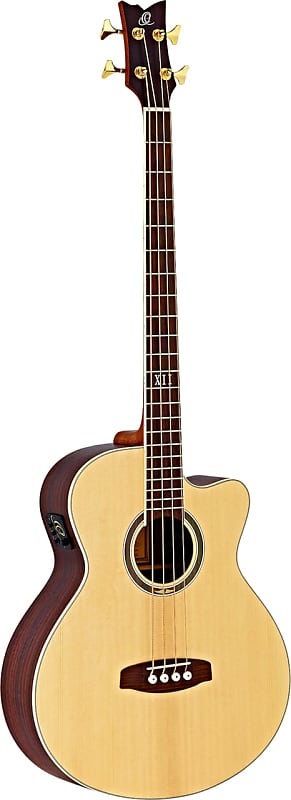 Басс гитара Ortega Guitars D538-4 Deep Series 5 Medium Scale 4-String Acoustic Bass Solid Spruce Top, Walnut Back & Sides, Open Pore Finish with Built-in Electronics & Cutaway