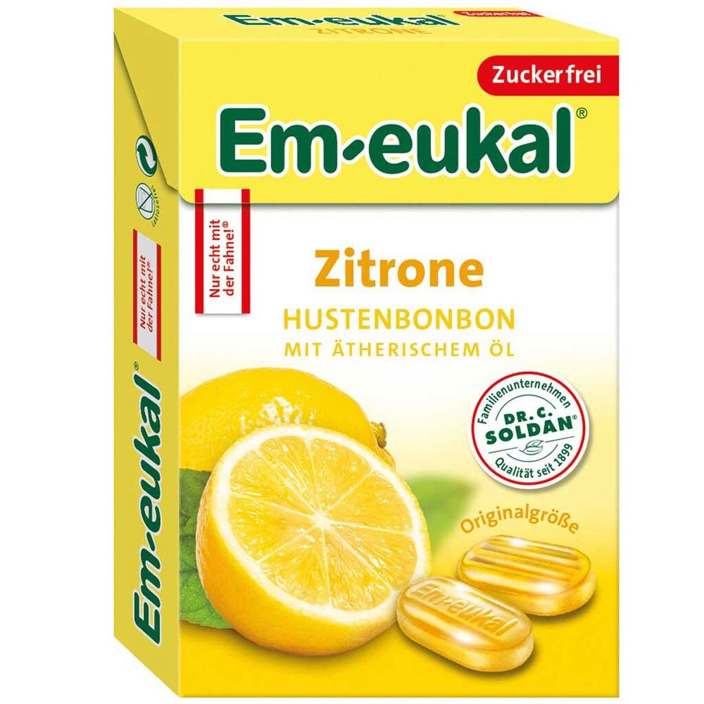 

Em eukal box лимонные капли от кашля с эфирными маслами без сахара 50г Soldan
