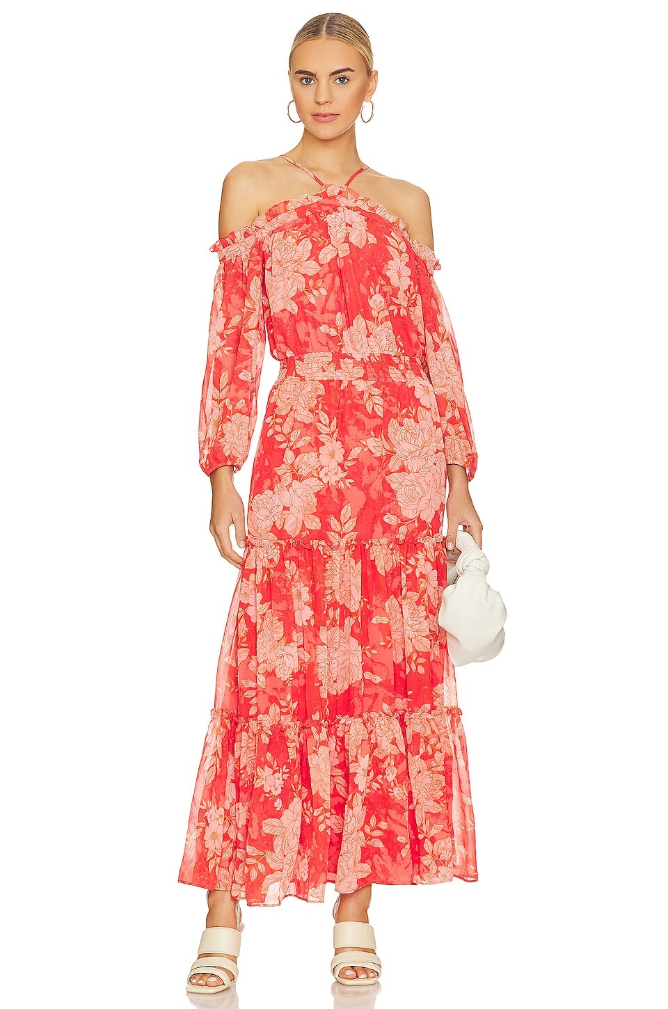 

Платье макси 1. STATE Smocked Waist Halter, цвет Rose Of Sharon