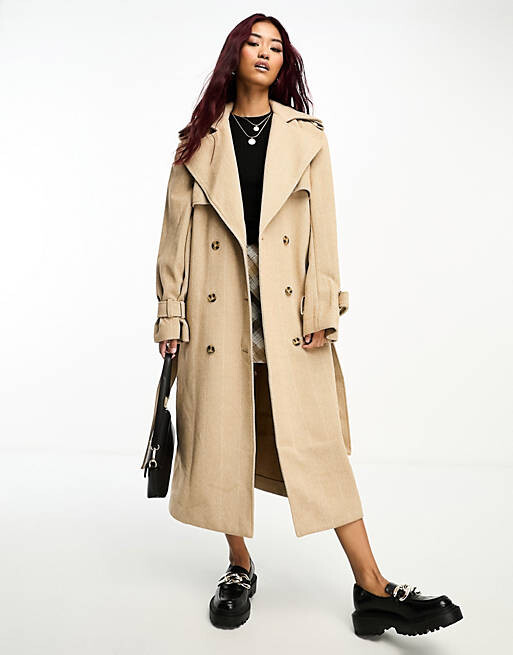 

Бежевый тренч Bardot Oversized с узором «в ёлочку»