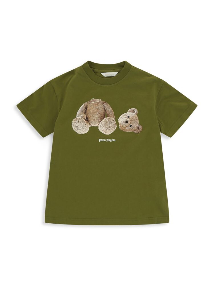 

Футболка с логотипом Little Boy's & Boy's Teddy Palm Angels, цвет Military
