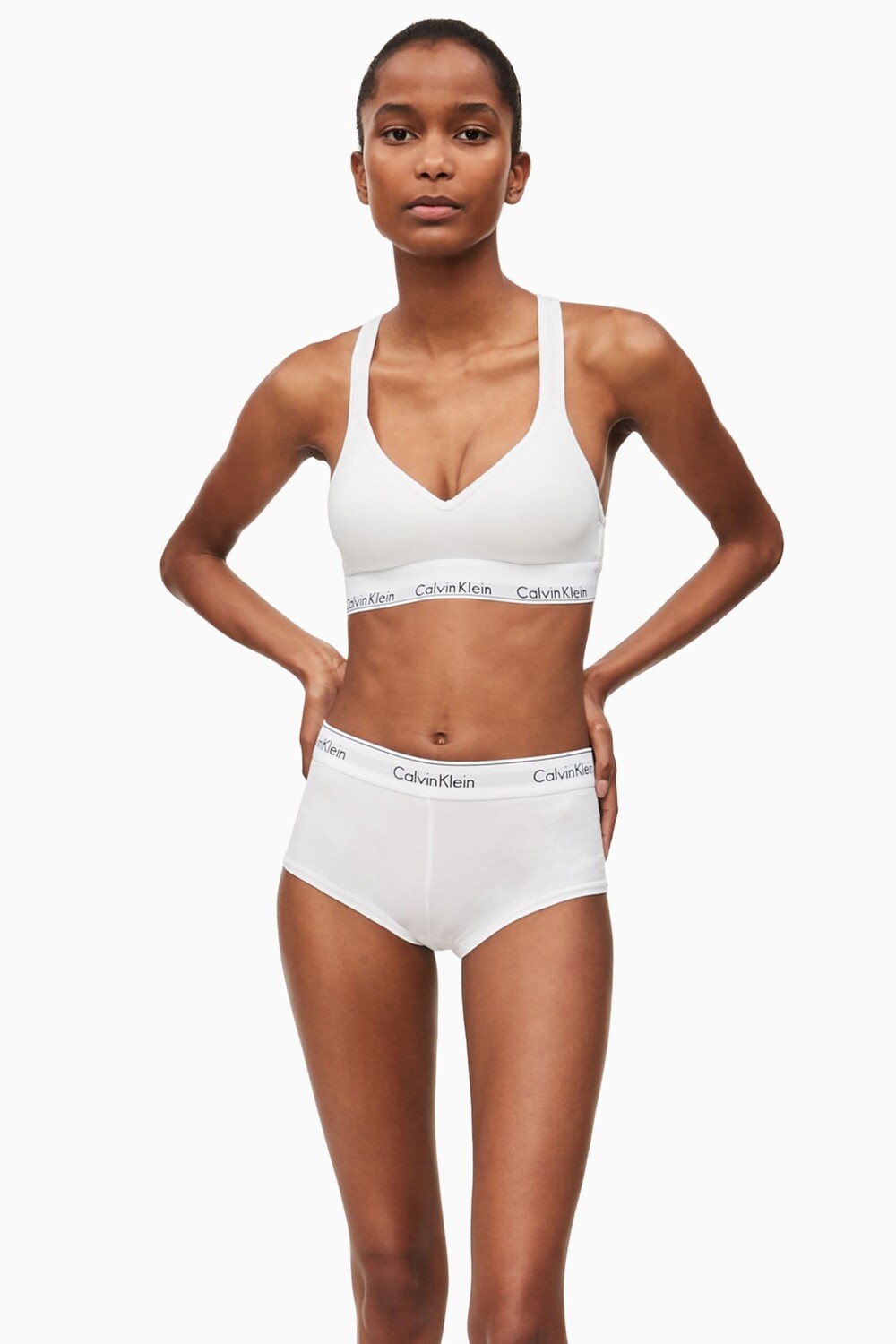 

Современный хлопковый бюстгальтер с лифтом Calvin Klein, белый