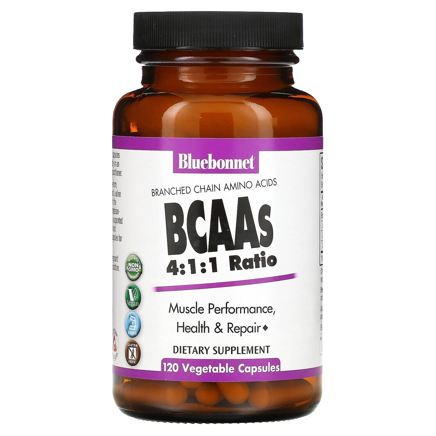 

BCAA в соотношении 4: 1: 1, 120 растительных капсул, Bluebonnet Nutrition