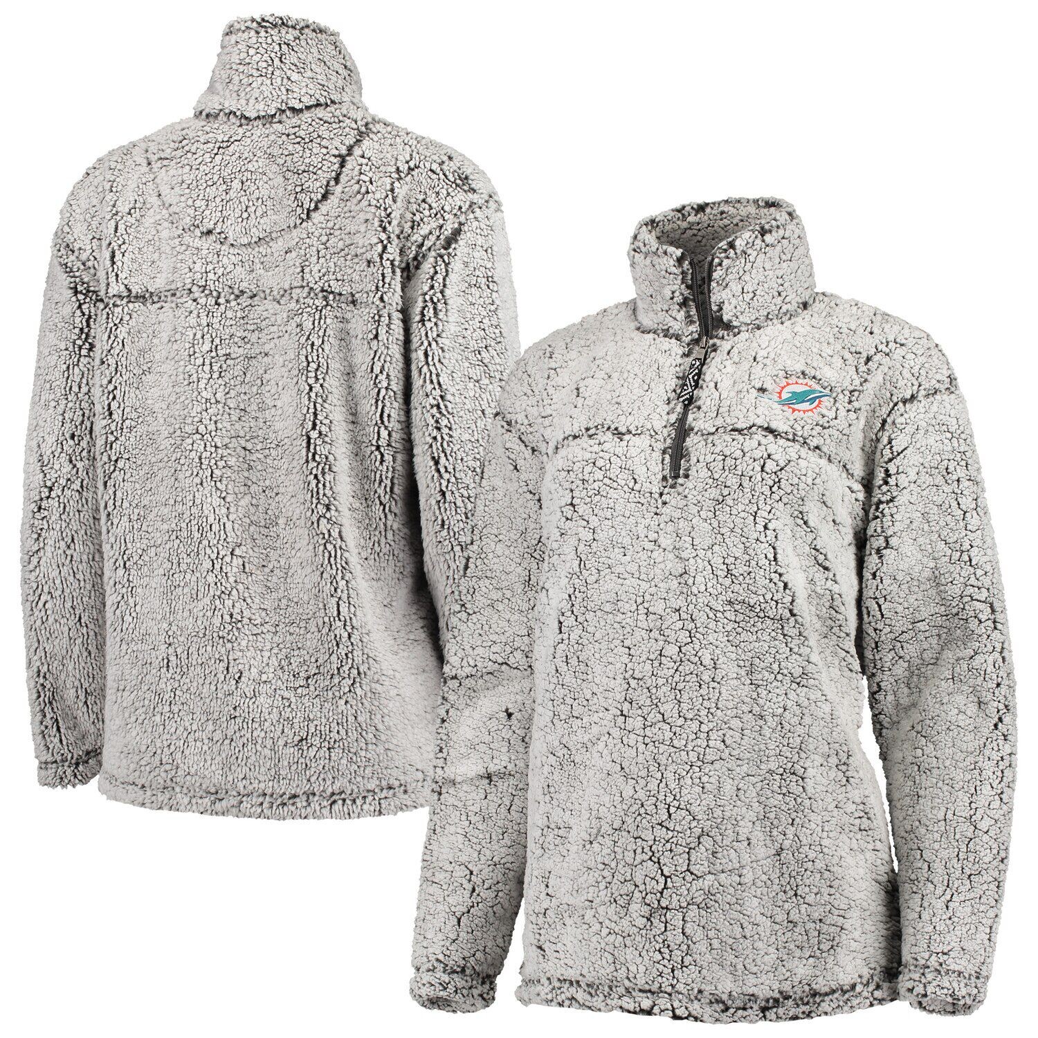 

Женский серый пуловер G-III 4Her by Carl Banks Miami Dolphins Sherpa с молнией четверть четверти G-III