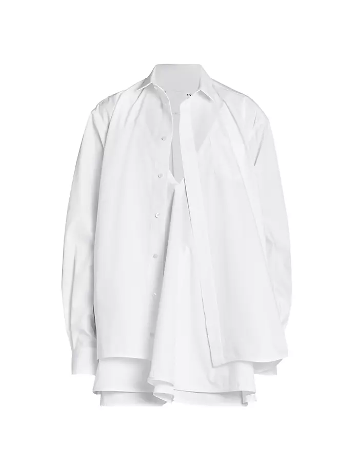 

Многослойное мини-платье из поплина Sacai, цвет off white