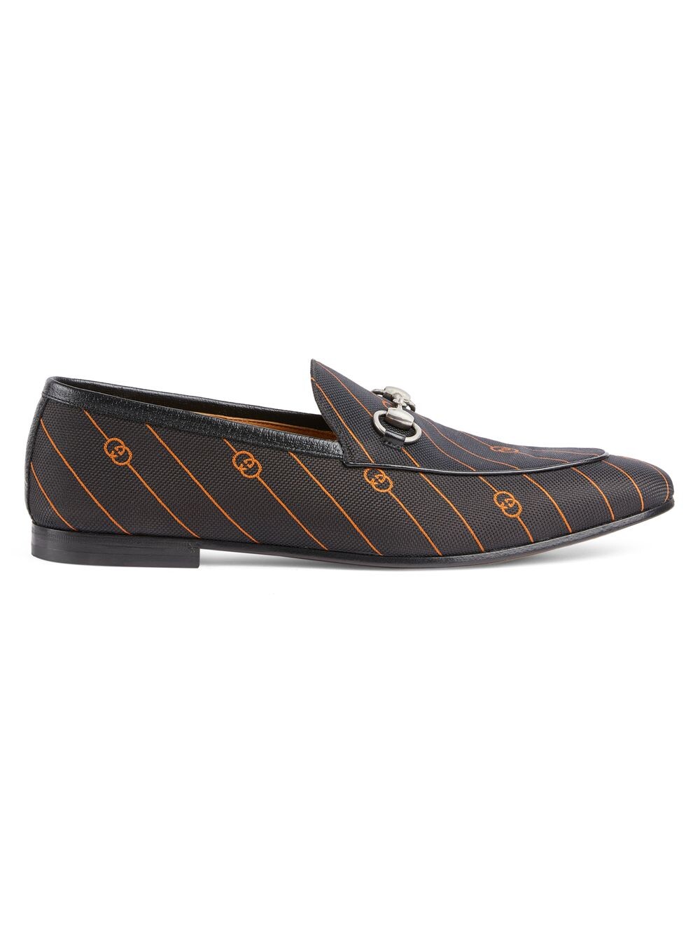 

Новые полосатые лоферы Jordaan с узором GG Gucci, черный
