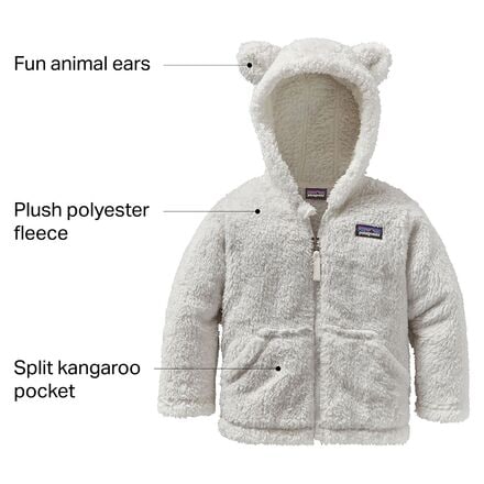 Флисовая куртка с капюшоном Furry Friends – для младенцев Patagonia, белый томат пузо карапуза