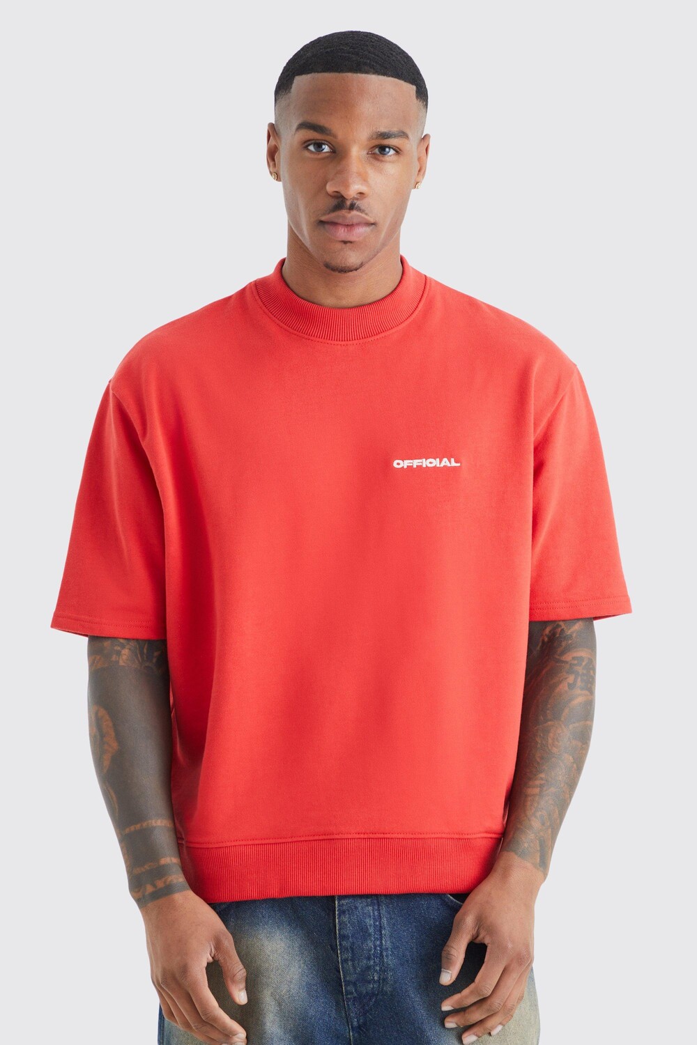 

Тяжелый свитшот оверсайз Boohoo, красный