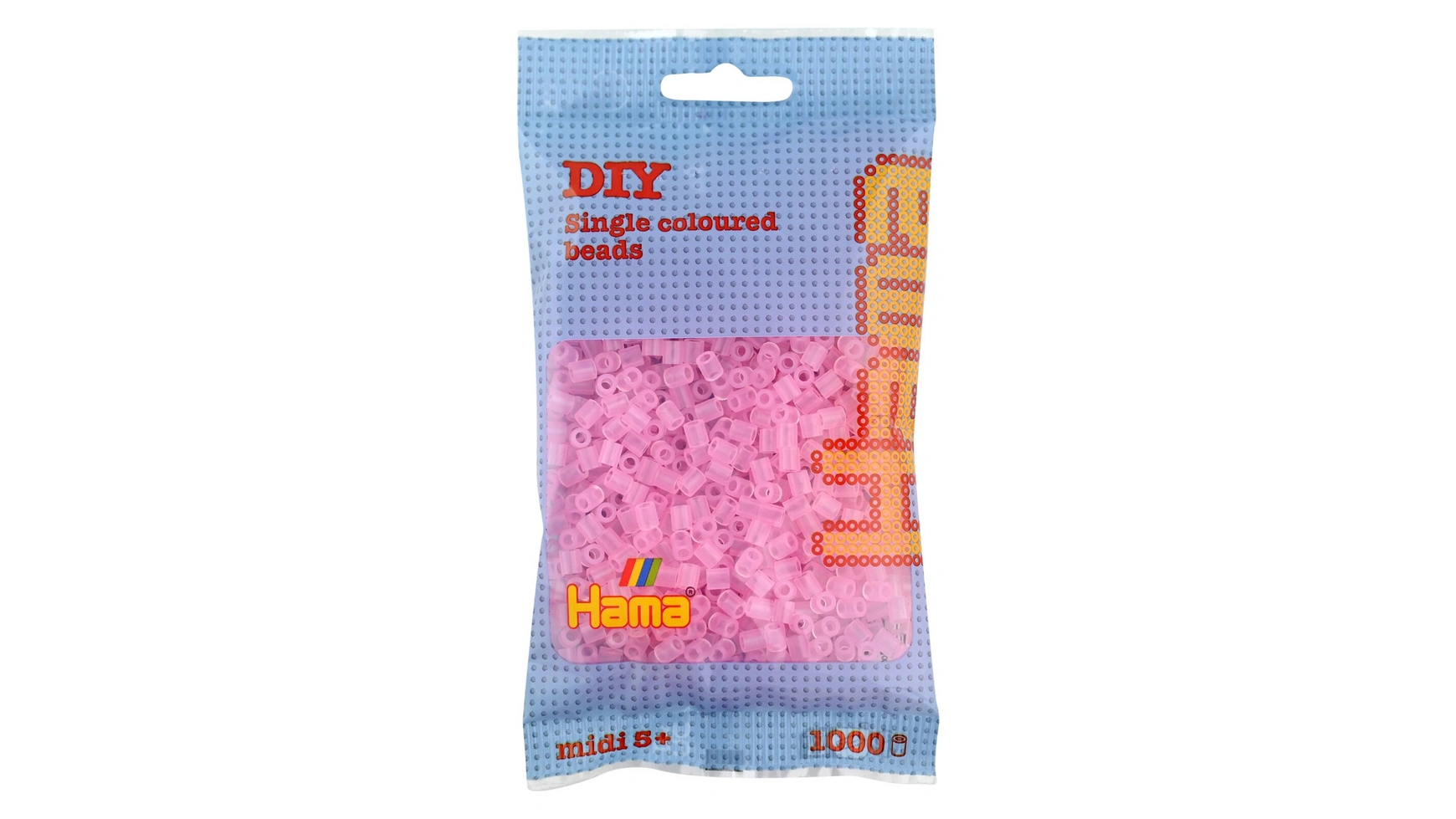 Гладильные бусы миди5+ сумка с бусинами прозрачные розовые 1000 штук Hama Perlen бусы зигзаг прозрачные