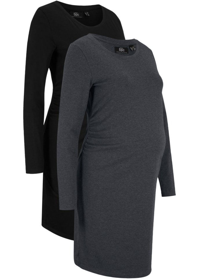 Платье-рубашка для беременных (2 шт) Bpc Bonprix Collection, черный платье рубашка миди с рукавами 3 4 bpc bonprix collection черный