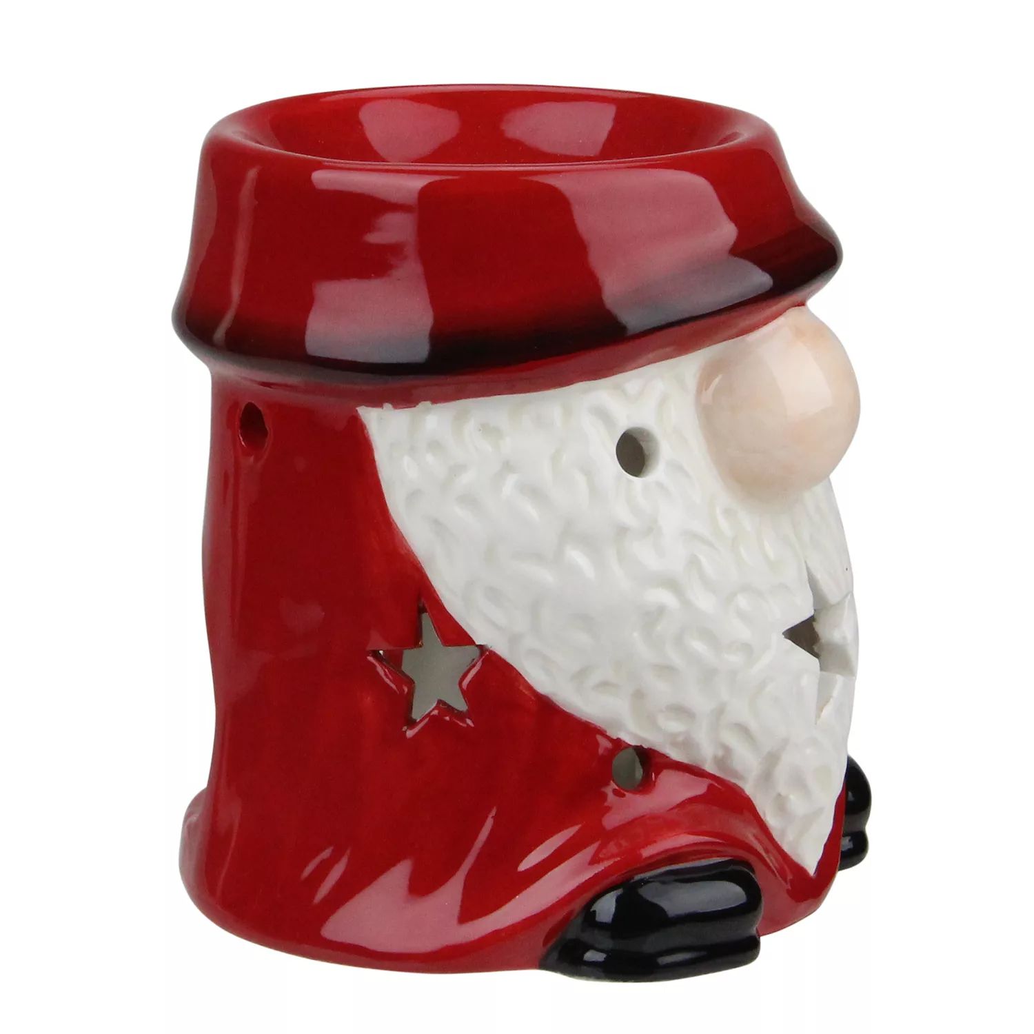 4.75 Красный керамический подсвечник для чайной свечи с рождественской звездой и гномом