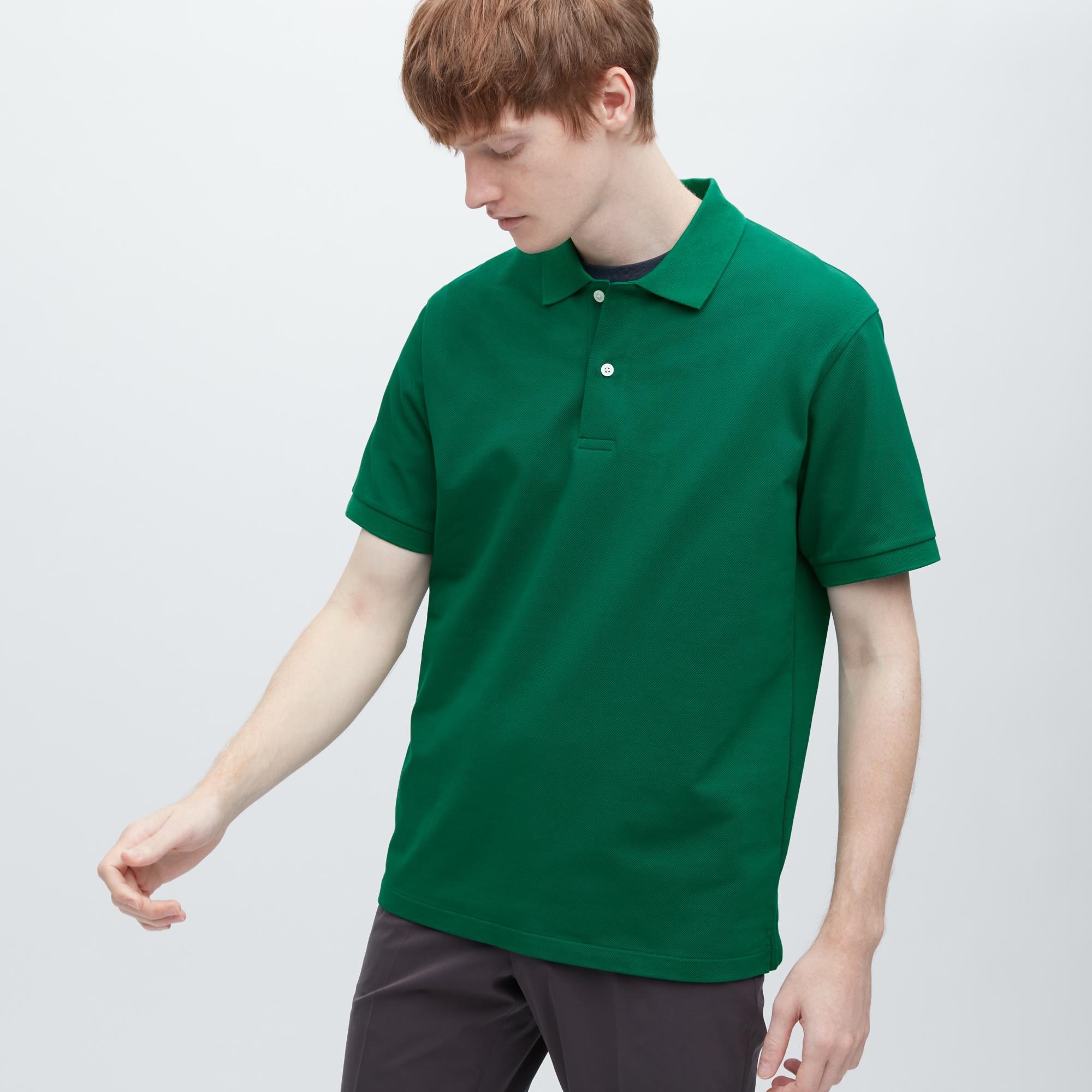 Рубашка-поло Dry Kanoko Uniqlo, зеленый