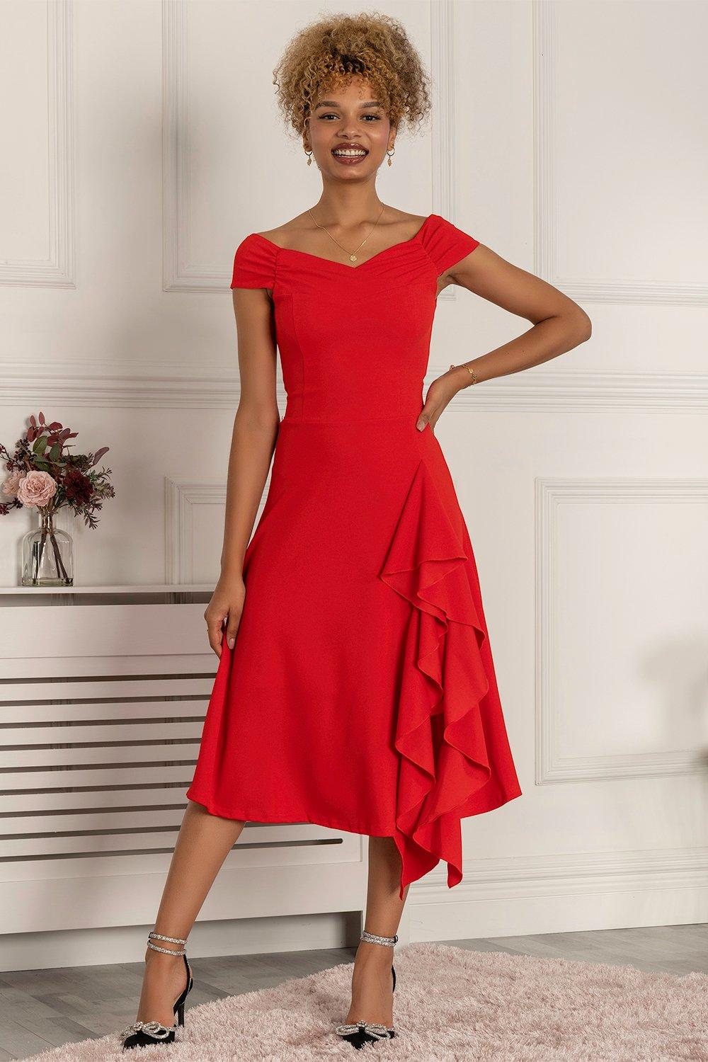 цена Расклешенное платье Desiree с оборками Jolie Moi, красный