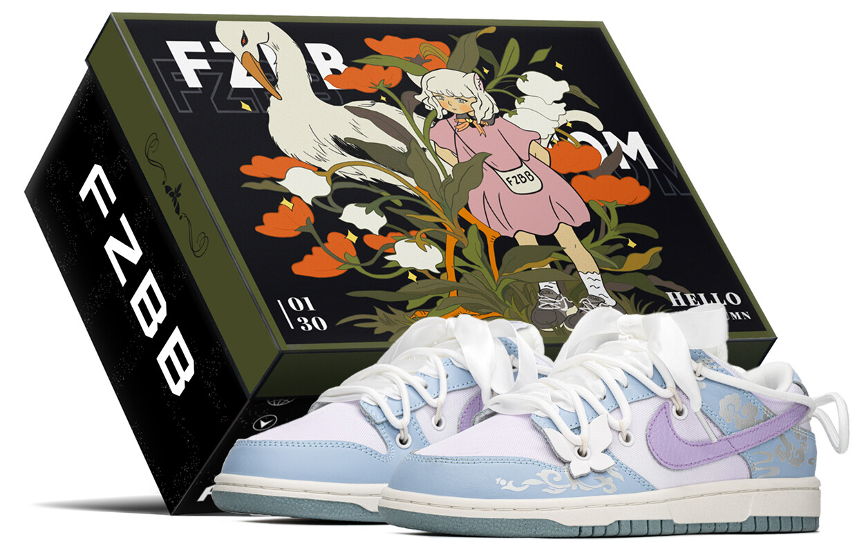 

Кроссовки Nike Dunk Skateboarding Shoes Women's Low-top Blue/Purple, серый