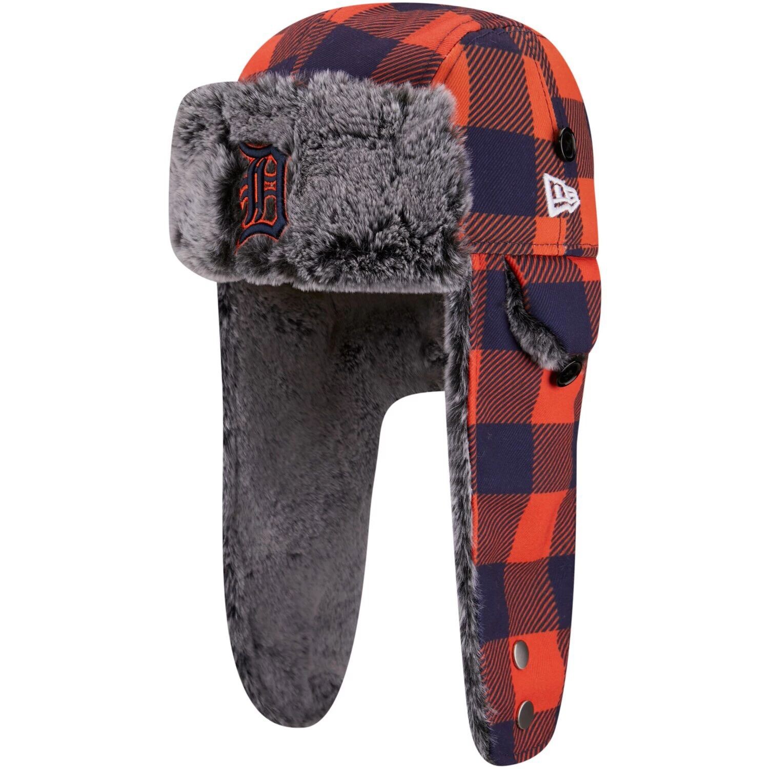 

Мужская клетчатая кепка New Era Orange Detroit Tigers Buffalo Trapper
