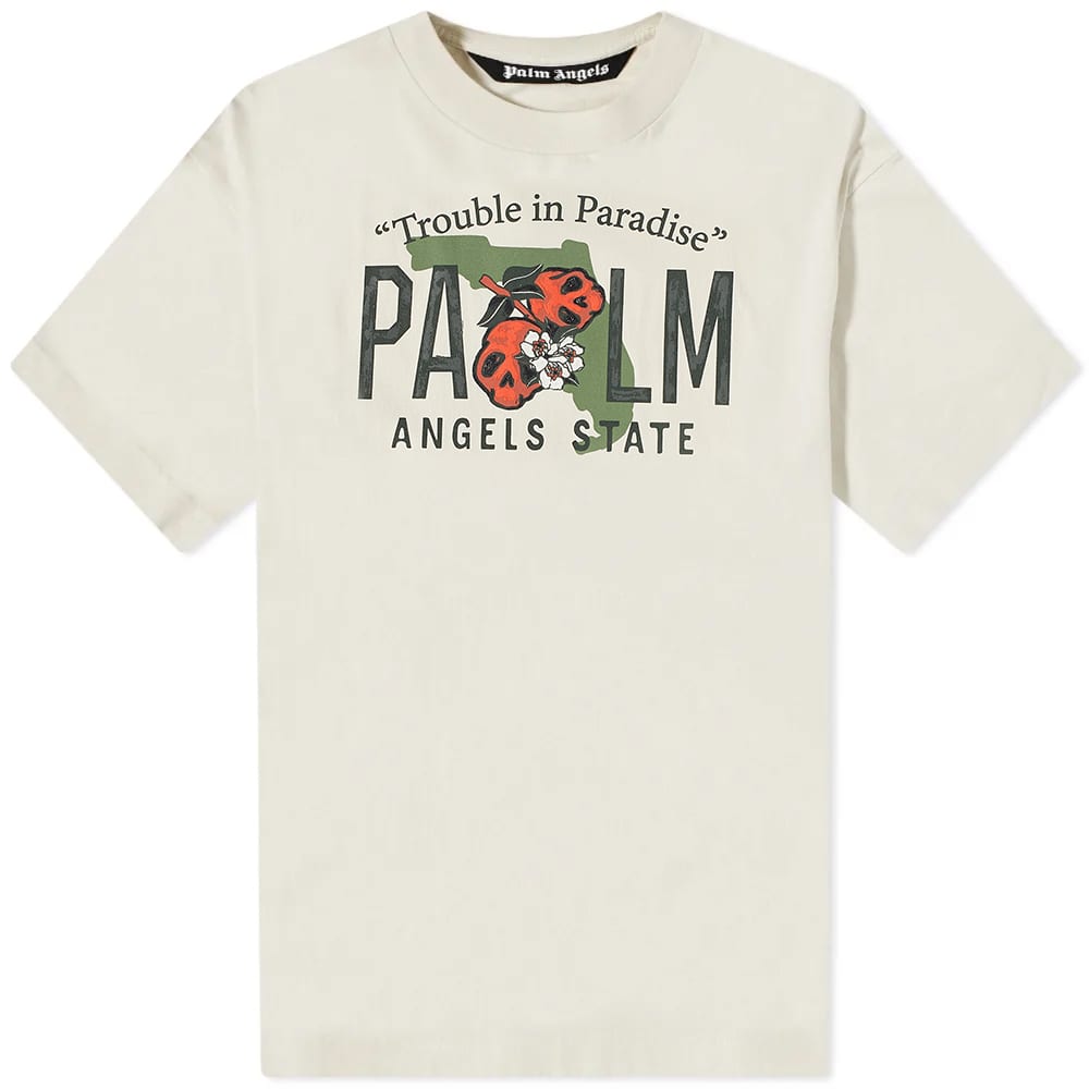 Винтажная футболка Palm Angels East Coast, белый/черный