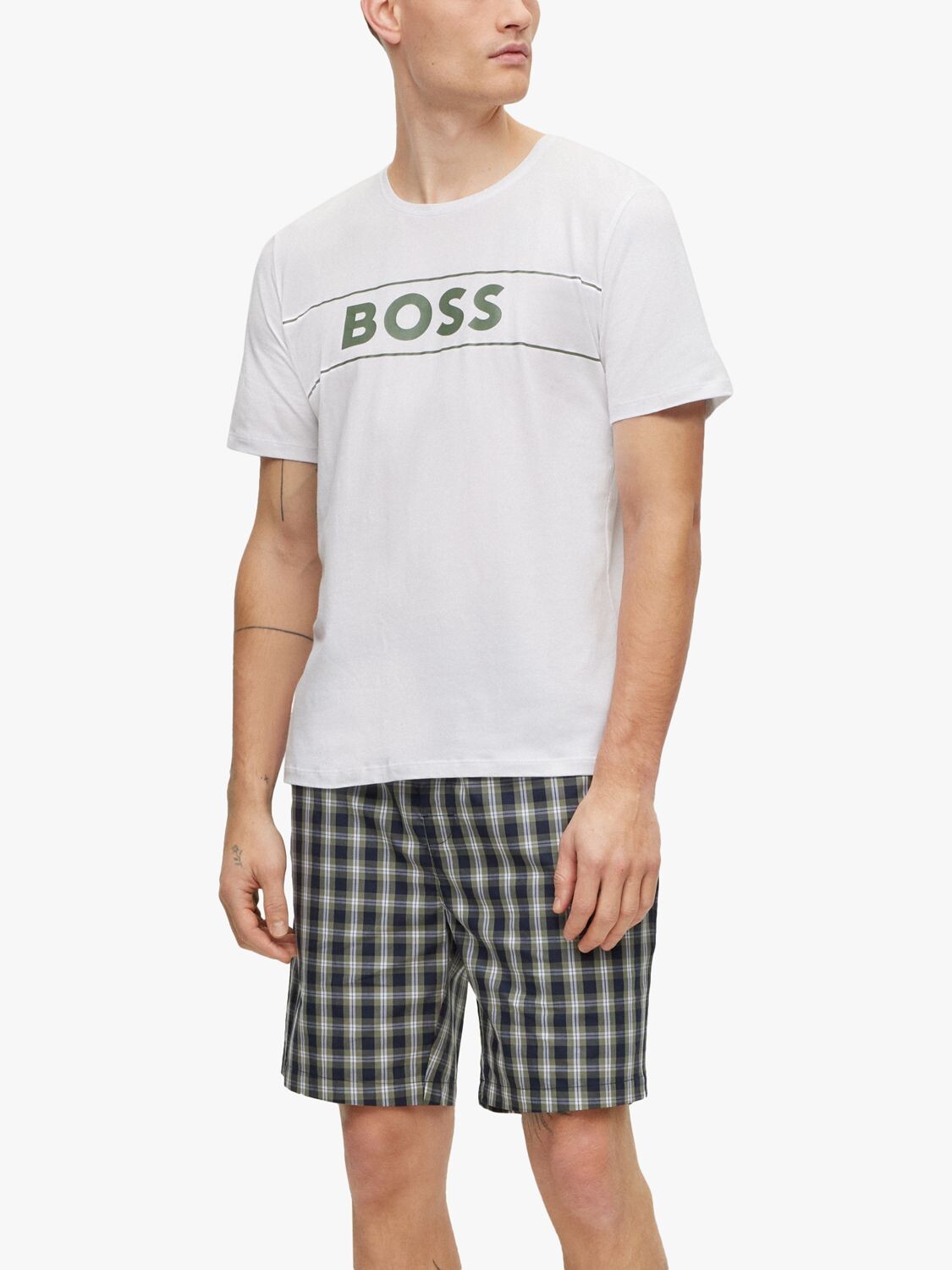 

Хлопковый пижамный комплект с короткими рукавами HUGO BOSS, открытый зеленый