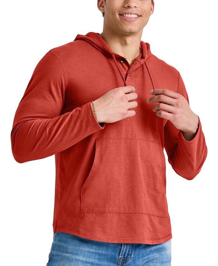 

Мужская толстовка с капюшоном Originals Tri-Blend Henley Hanes, цвет Red