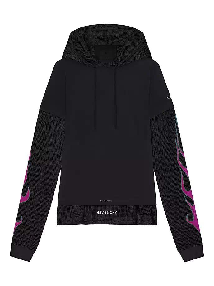 

Футболка с капюшоном и нахлестом из хлопка и сетки Givenchy, черный