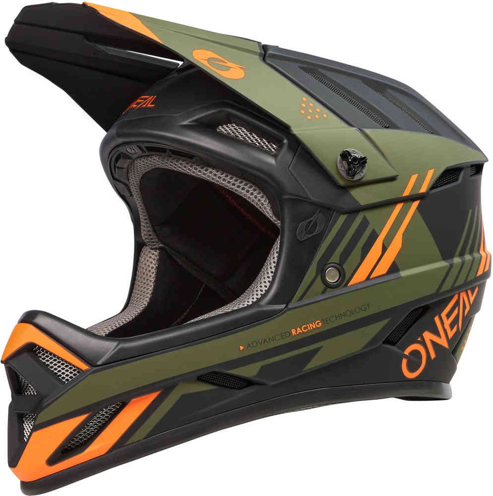 шлем oneal flare plain v 22 велосипедный черный Шлем для скоростного спуска Backflip Strike V.23 Oneal, черный/зеленый/оранжевый